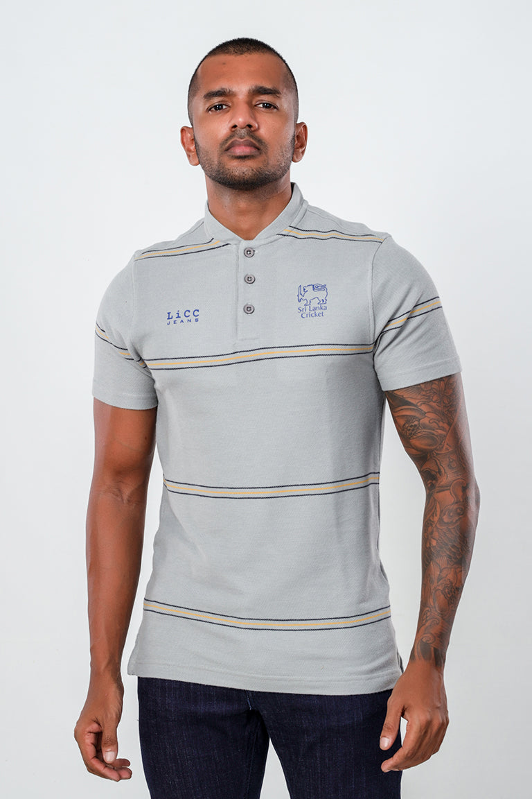 The Lions Pride Chinese Collar T-Shirt - Grey