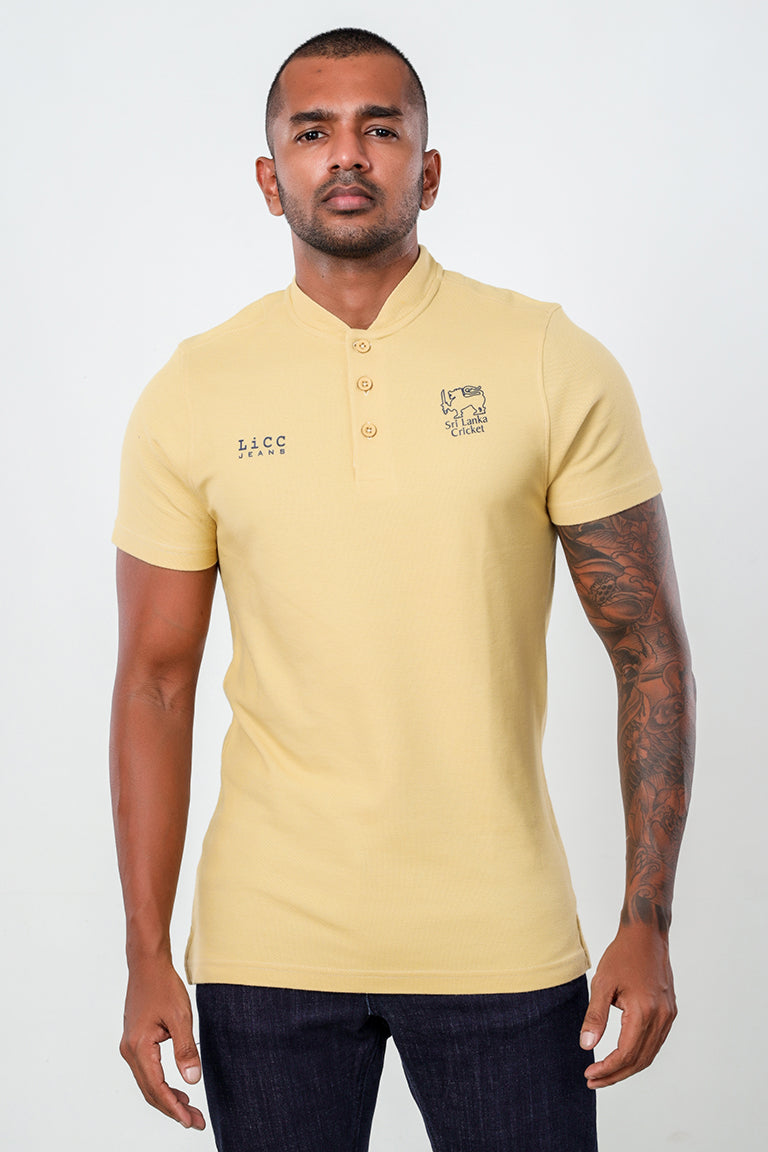 The Lions Pride Chinese Collar T-Shirt - Beige