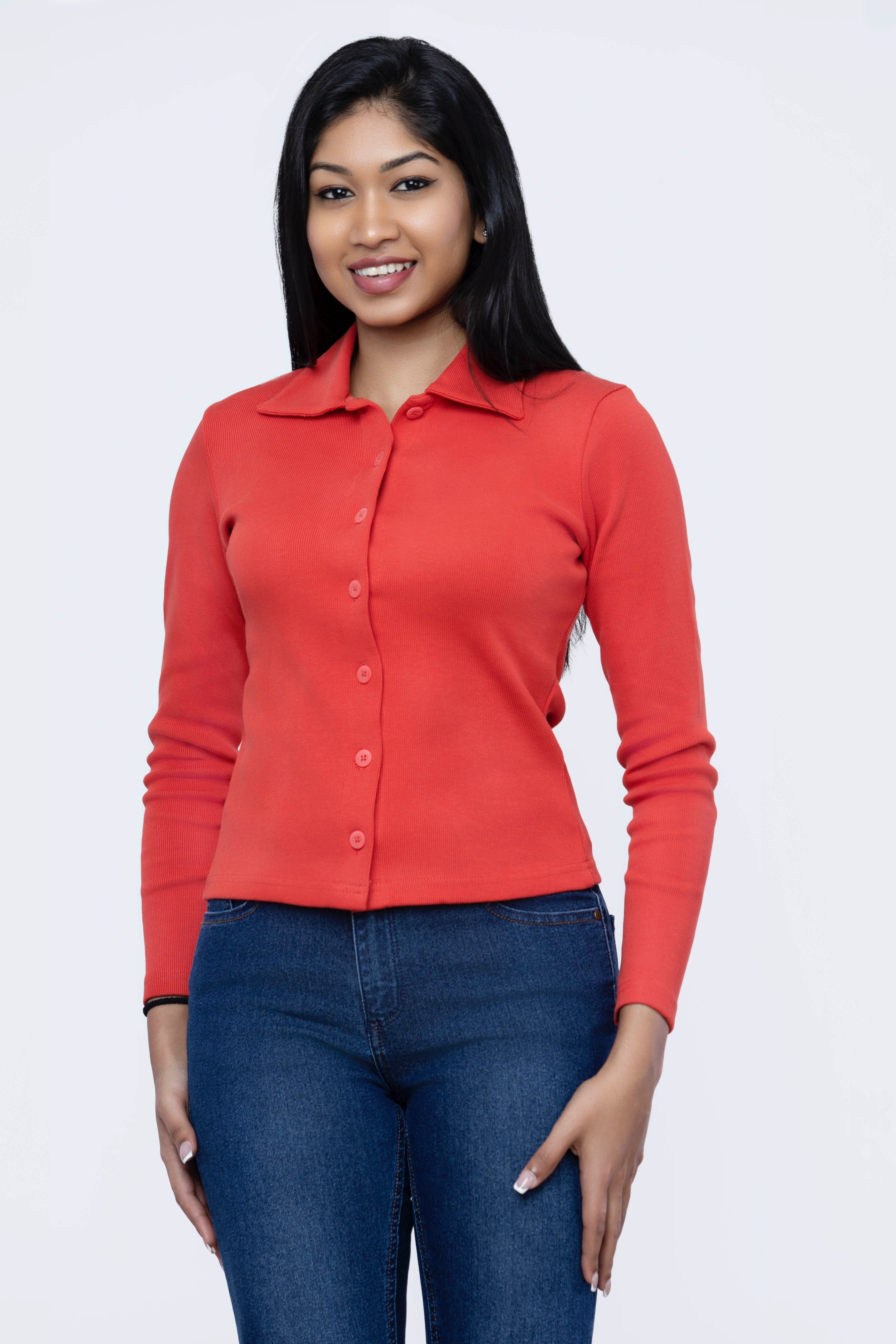 Women's Button Down Shirt - Red