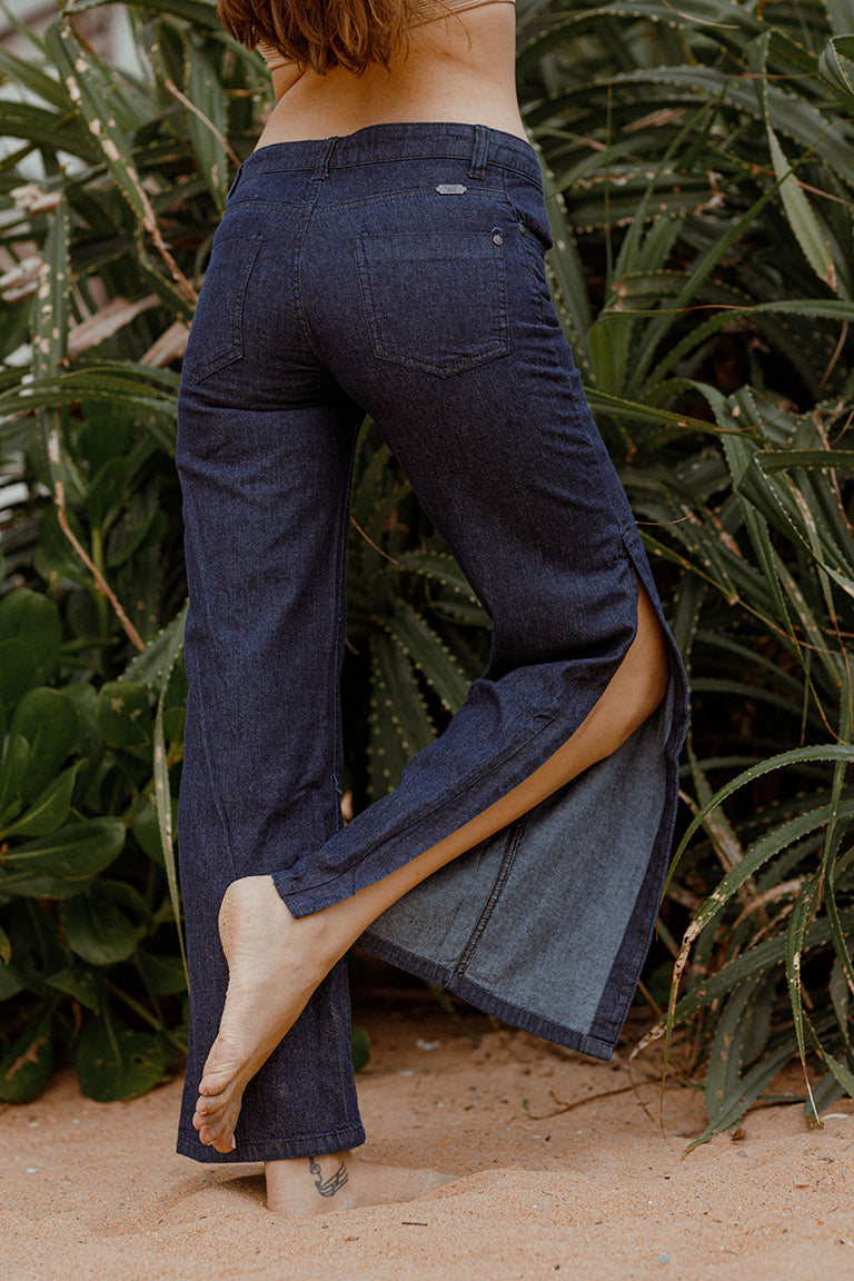 Women's Side Open Wide Leg Jean